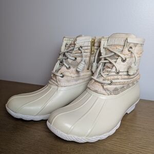Sperry Syren Women's Size 5 Gulf Playa Aztec Print Cream Duck Boots Winter Boots